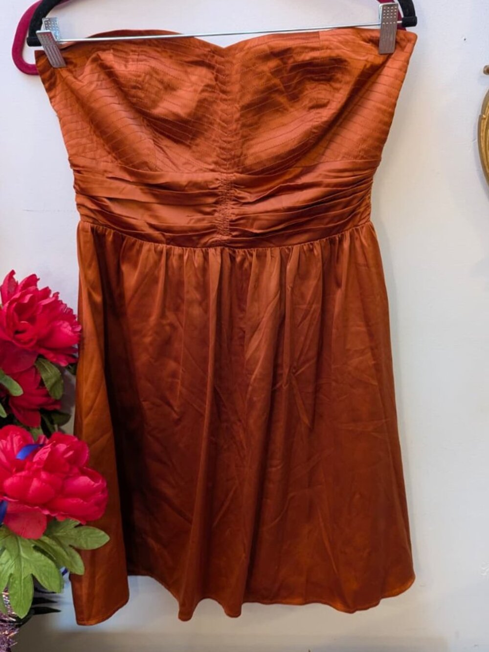 Vintage The Limited Copper Satin Strapless Party Dress - sz 8